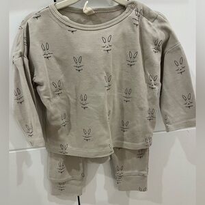 Quincy Mae Tan Bunny Print Kids Matching Set